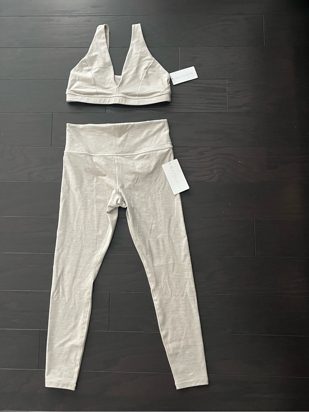 Athleta Seamless Light Gray Lounge Bralettey & Legging Set